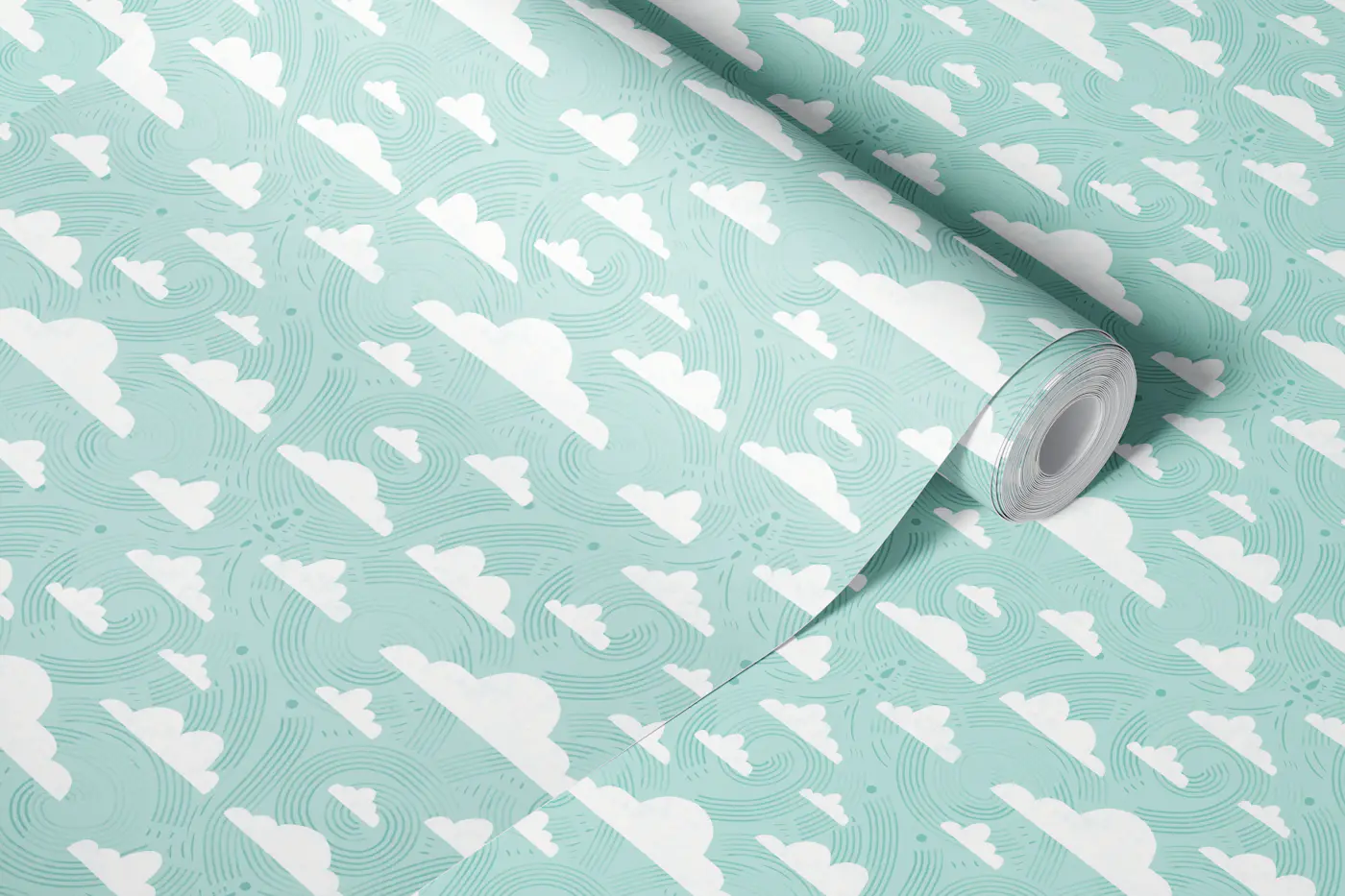 Whimsical Cloud Sky Pattern wallpaper roll