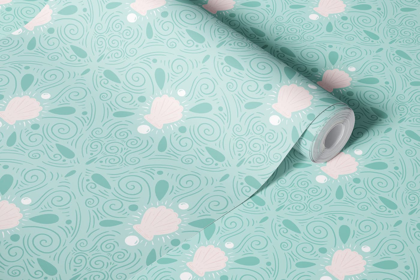 Whimsical seashell treasure wallpaper roll