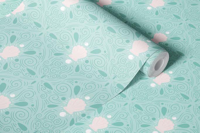 Whimsical seashell treasurewallpaper roll