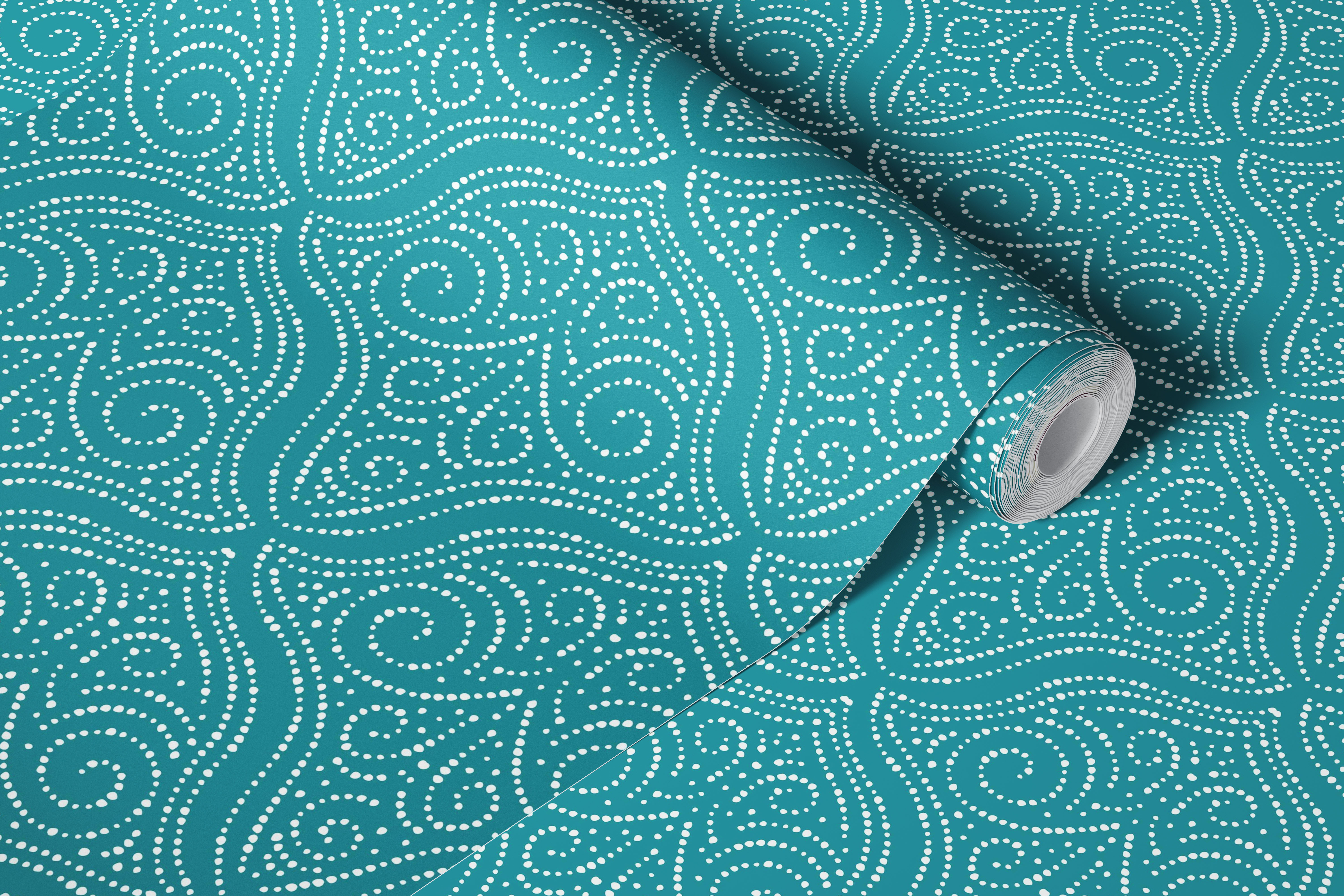 Dark turquoise abstract dot fusion wallpaper