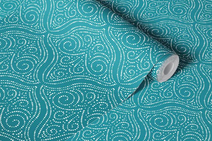 Inky Depths: Dark Turquoise Abstract Dot Fusion - GD23-A18wallpaper roll