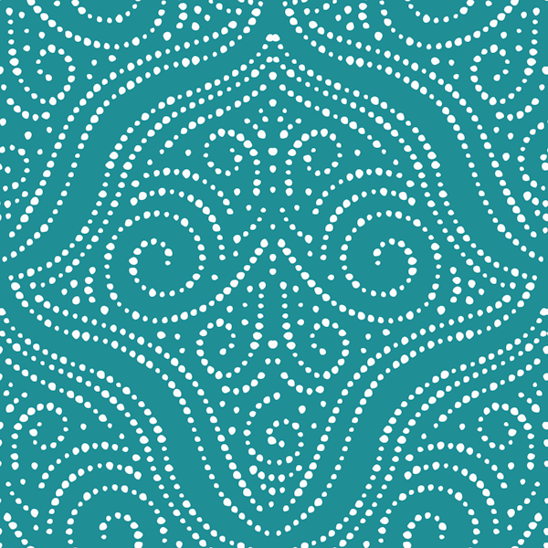 Boho Mandala Dotted Folk Pattern on teal