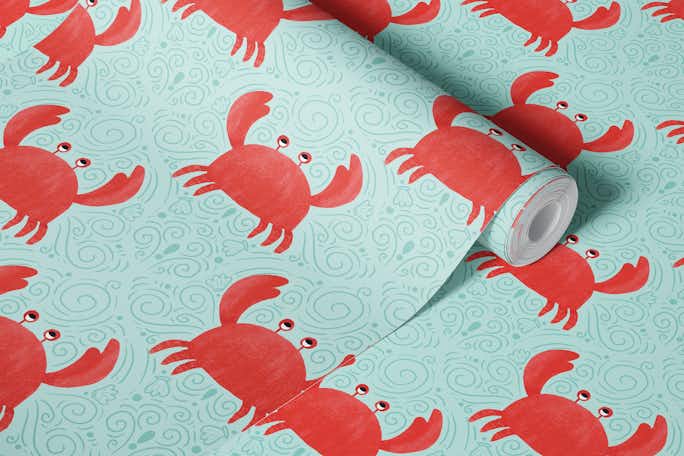 Crabby Delights: Whimsical Fun Crab Pattern - GD23-A20wallpaper roll