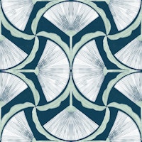 Whimsical Blooms: Hand-Drawn Symmetrical Flowers Pattern on dark blue background wallpaper