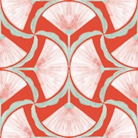 Boldness in Symmetry: Hand-Drawn Flowers Pattern on red background- GD23-A42 wallpaper