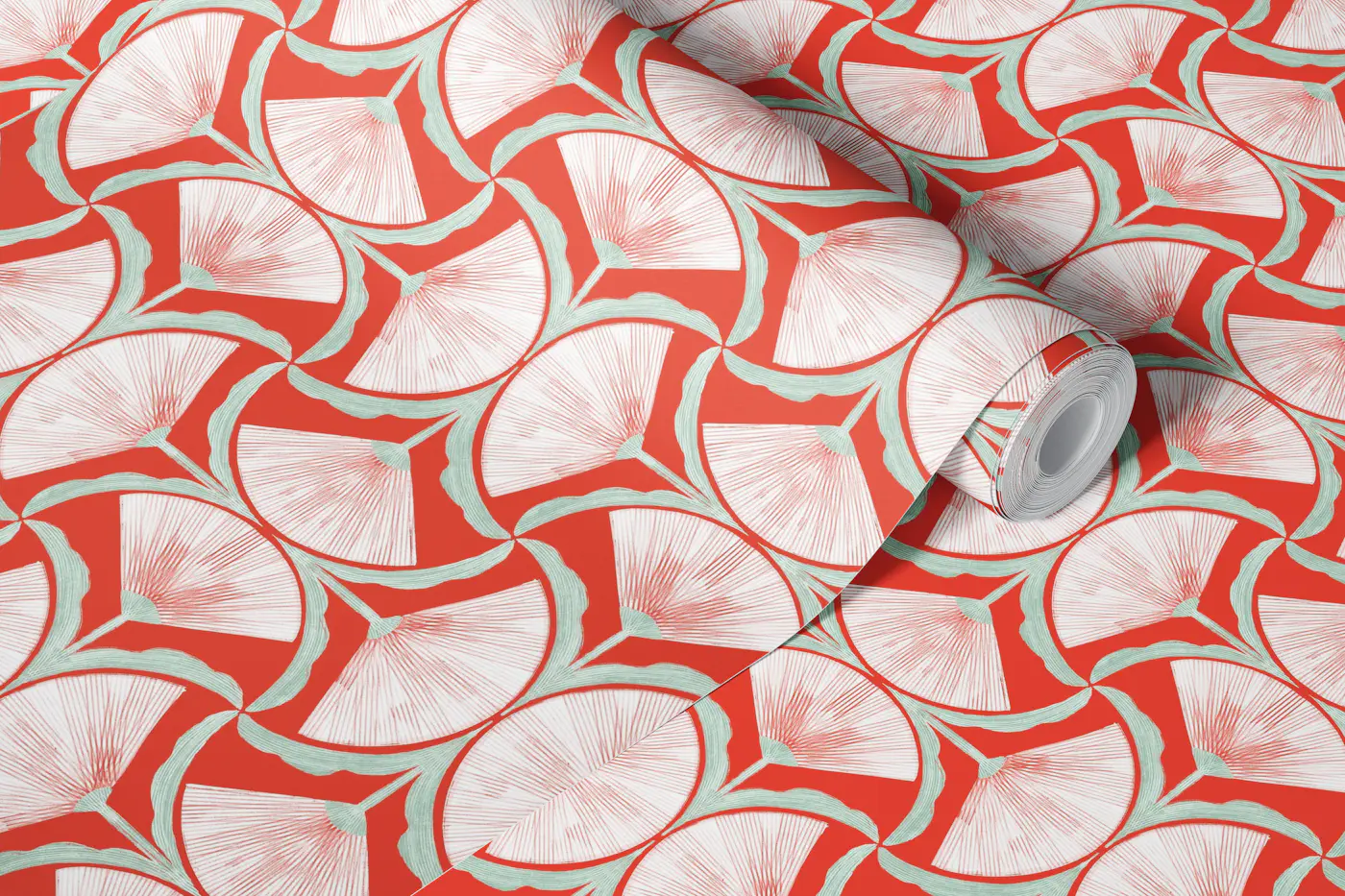 Retro Art Deco Fan Geometric wallpaper roll