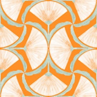 Botanical Balance: Intricate Hand-Drawn Symmetrical Blooms on orange background - GD23-A43 tapete
