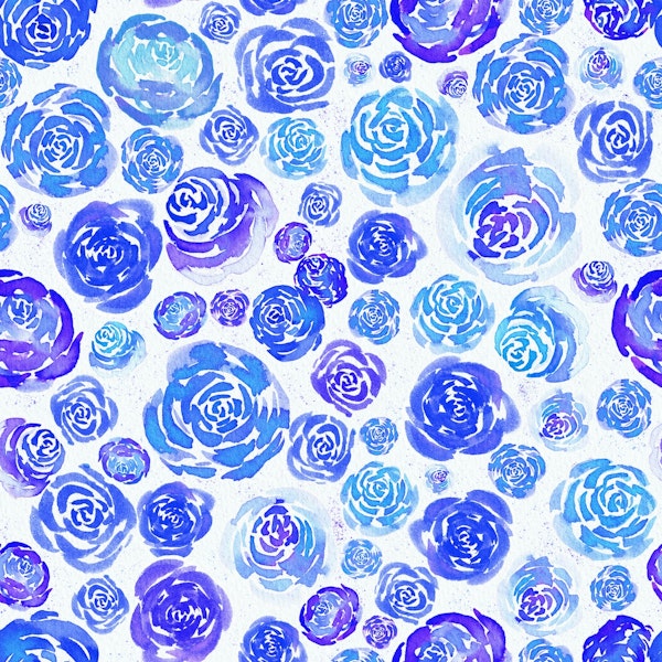 Blue Watercolor Roses