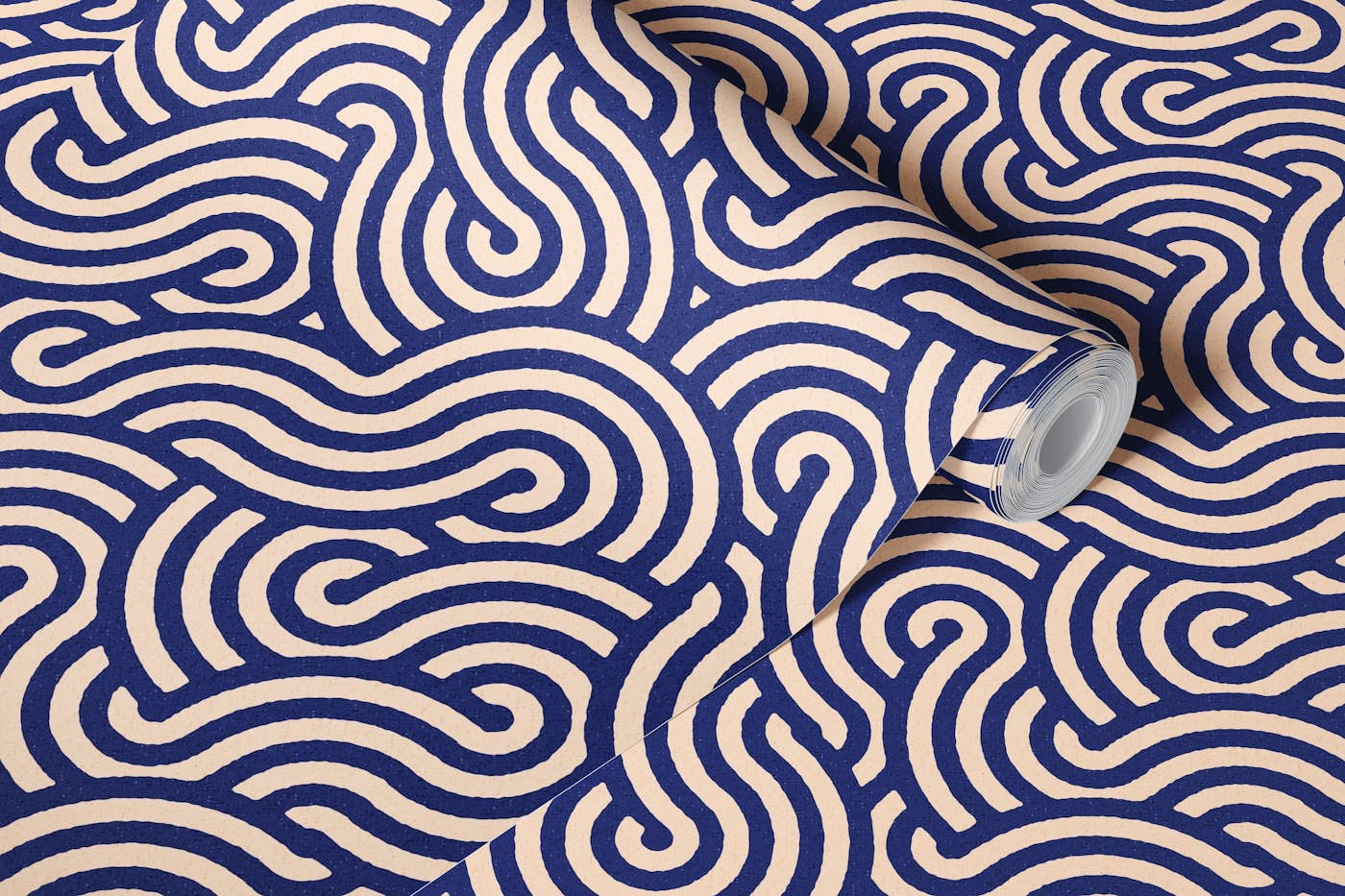 SWIRL Lapis and Almond wallpaper roll