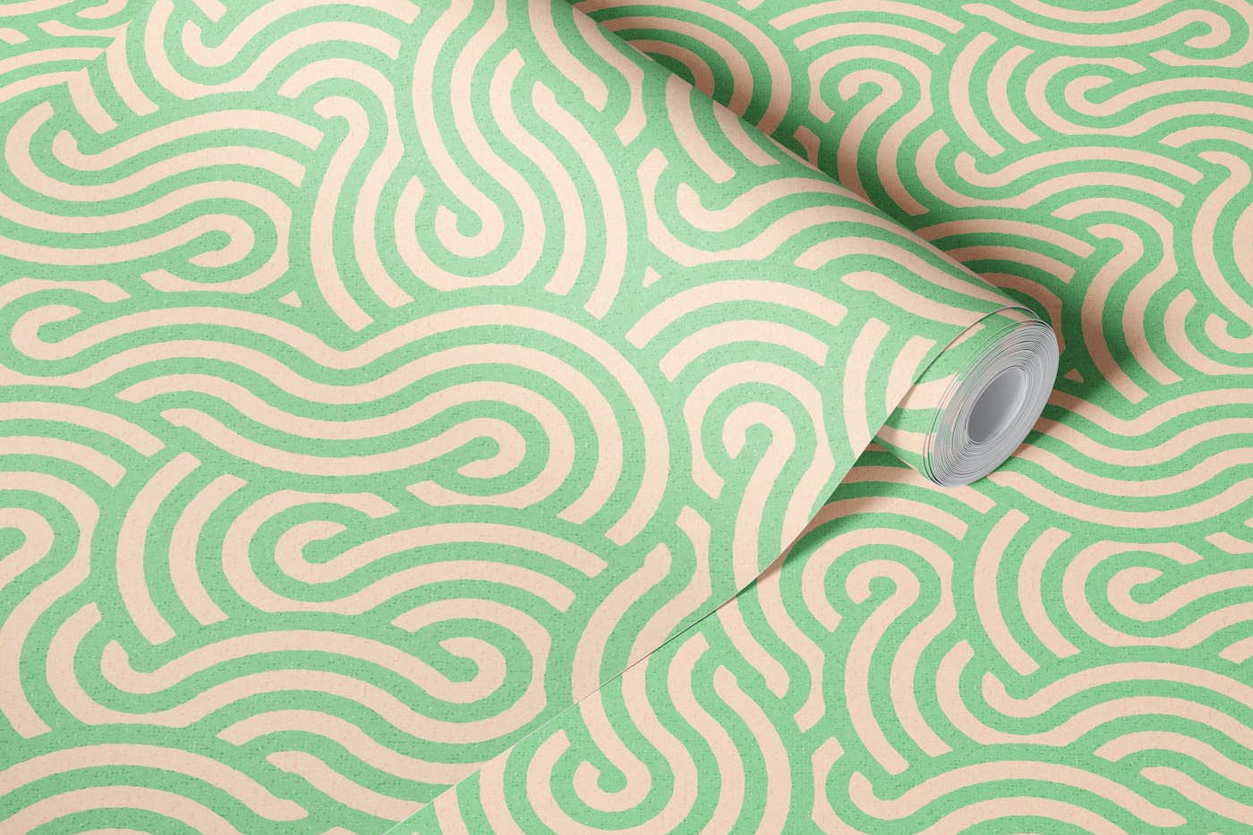 SWIRL Lime and Almond wallpaper roll