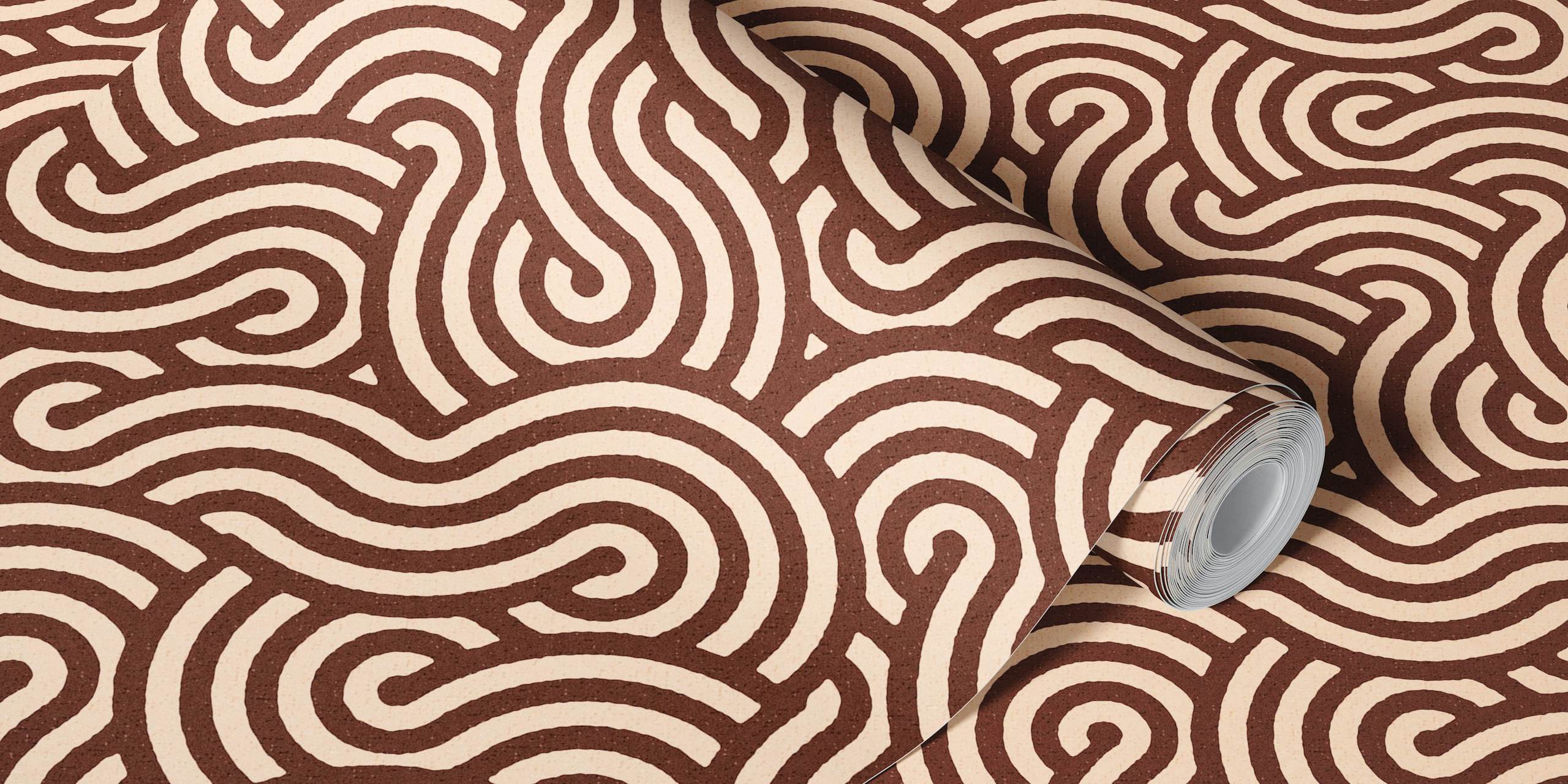 Swirl Kaakaon Ja Mantelin Seinämaalaus Abstraktilla Pyörteisellä Kuviolla Maanläheisissä Sävyissä