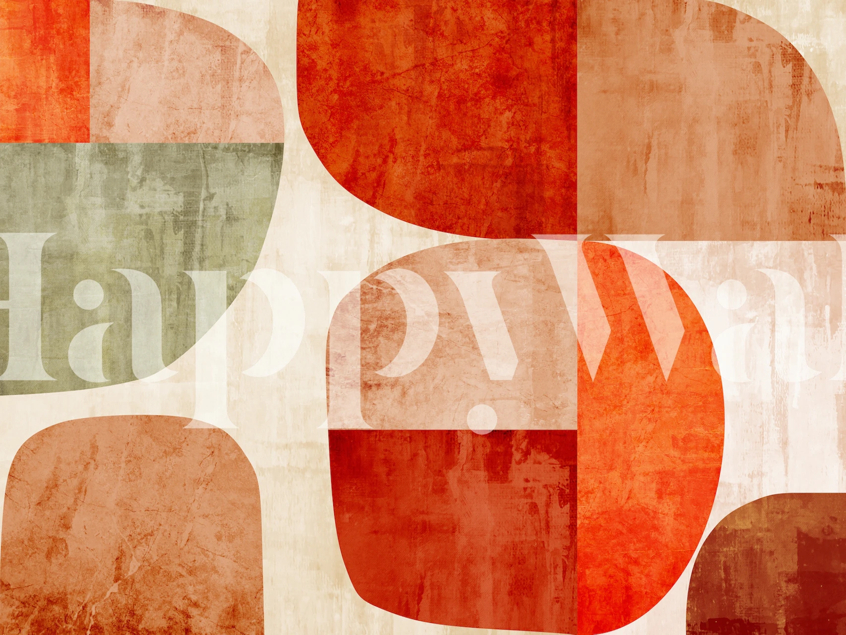 Rustic red abstract wallpaper in a room