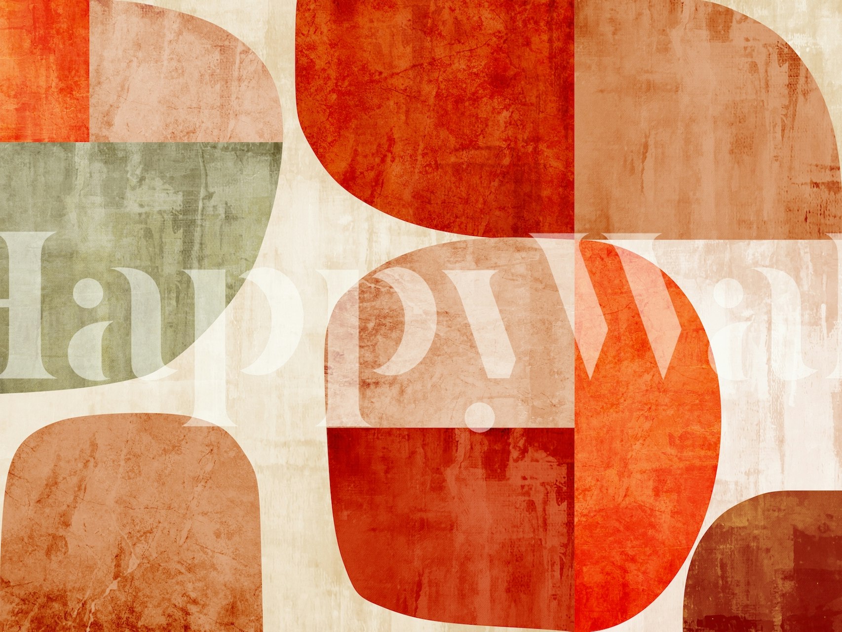 Rustic red abstract wallpaper in a room