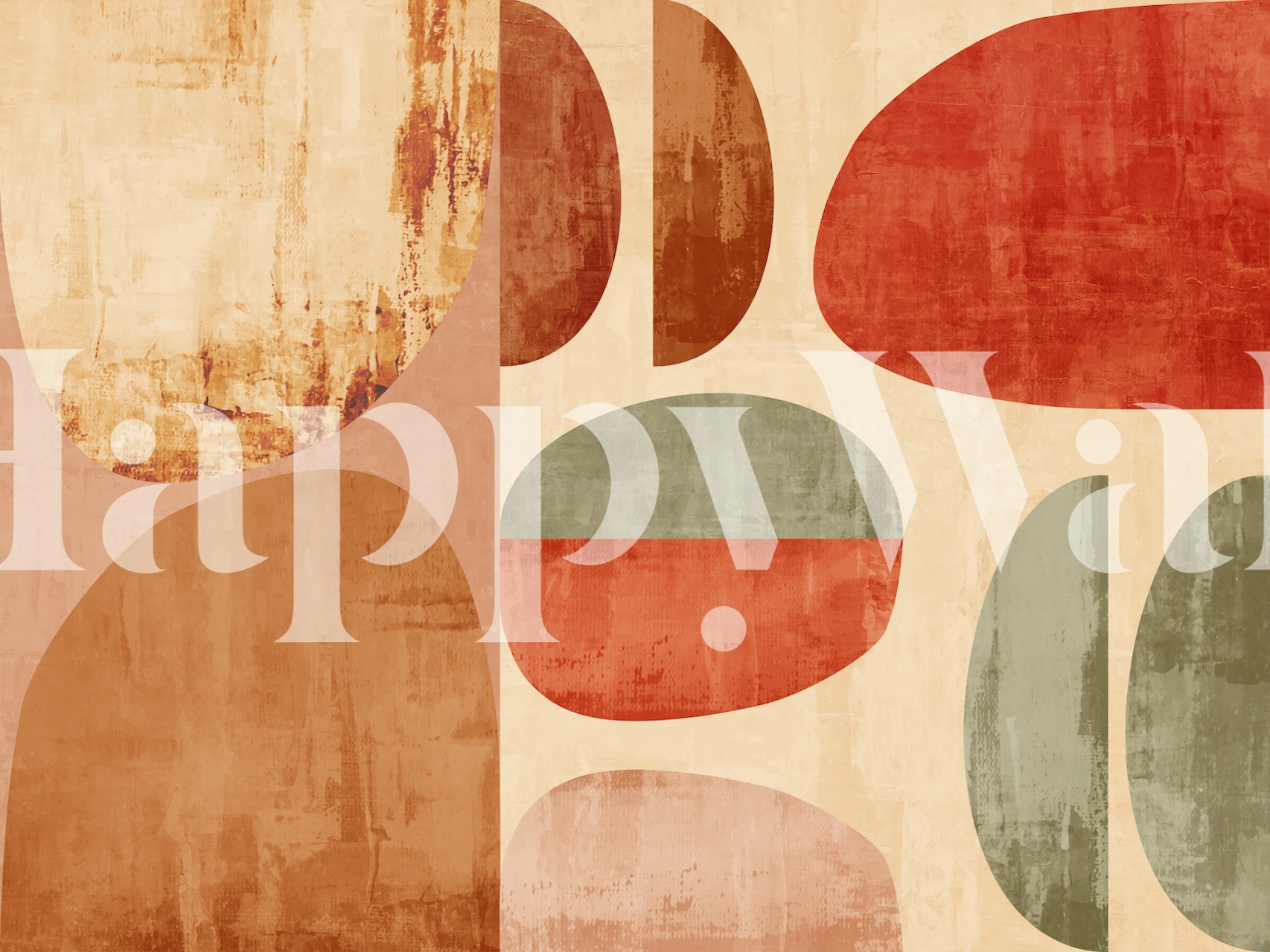 Red and Green Rustic Abstract dizajn tapete