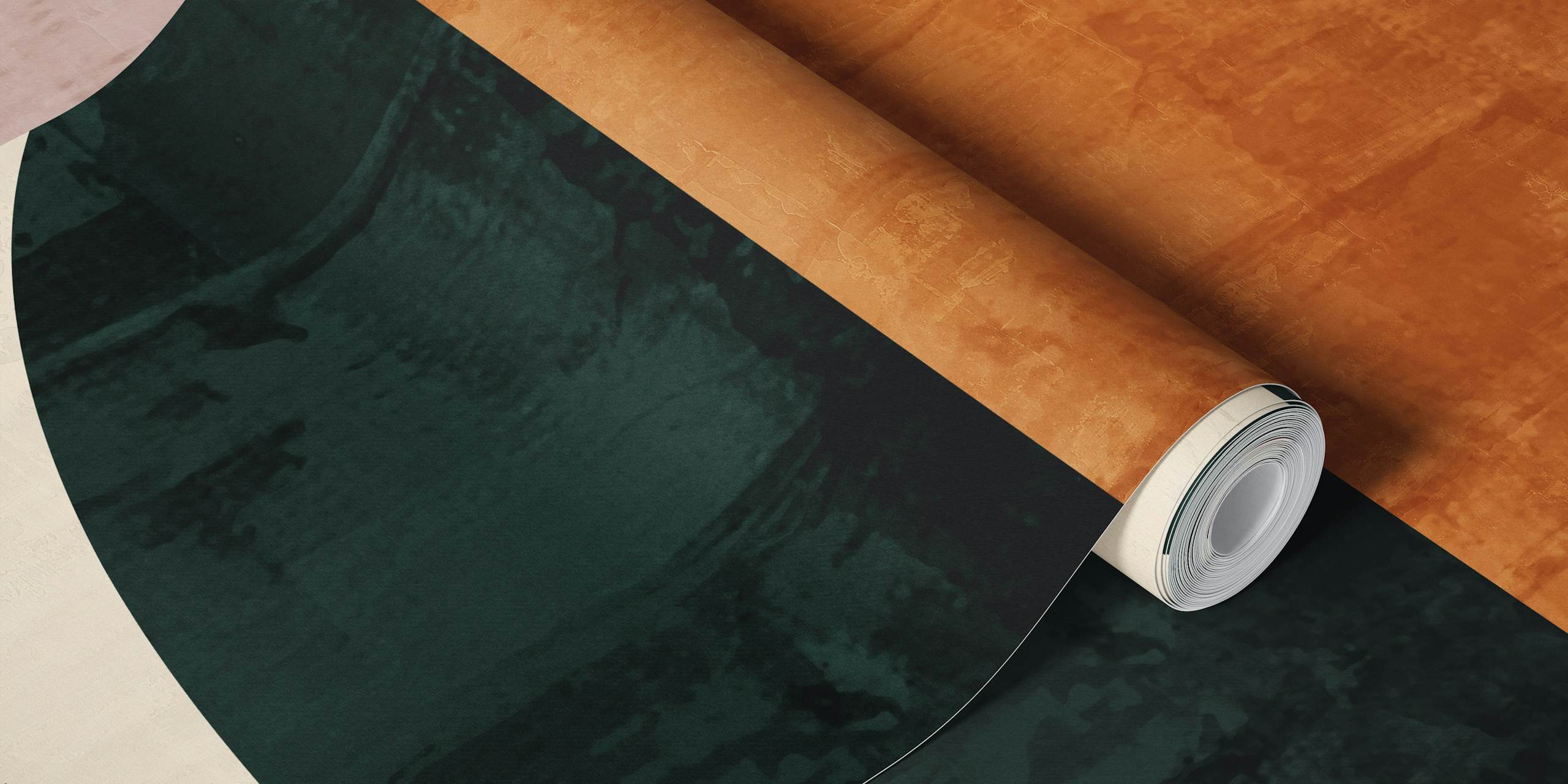 Bunte geometrische Formen in Grün, Rot, Blau und Beige Wallpaper