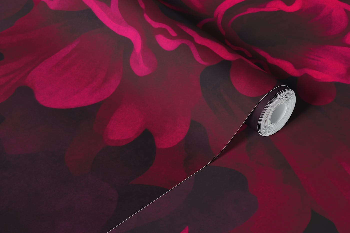 Velveteen Dark Moody Flowers Burgundy Red Wallpaper wallpaper roll