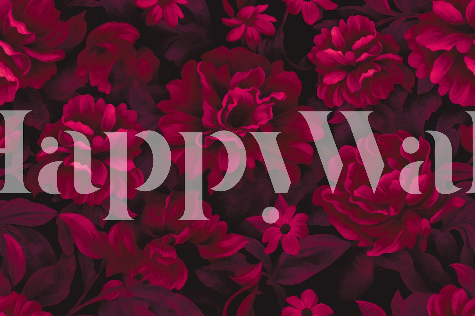 Velveteen dark moody flowers wallpaper in a room