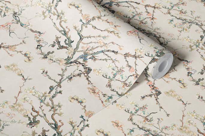 Van Gogh Almond Blossom in cream wallpaperwallpaper roll