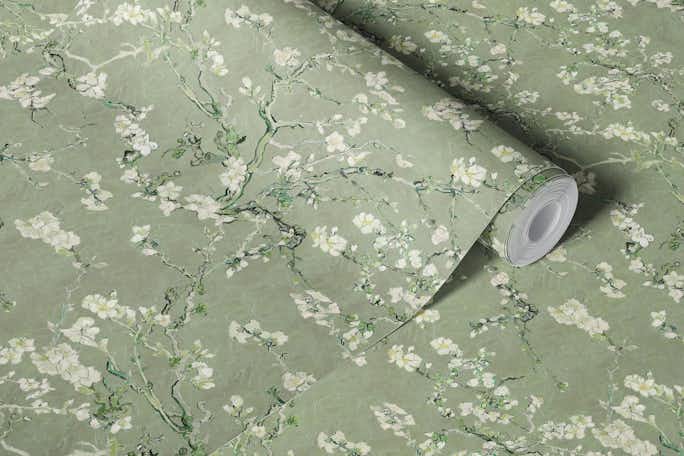 Van Gogh Almond Blossom in Sage Greenwallpaper roll