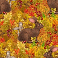 Autumn Rabbit on ochre tapet