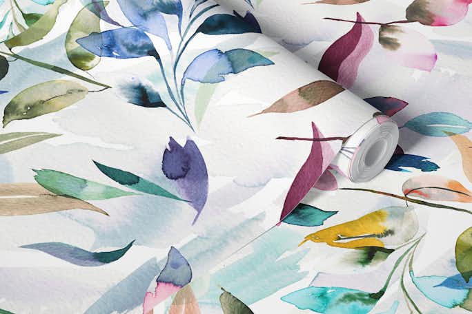 Watercolor Elegant Leaveswallpaper roll