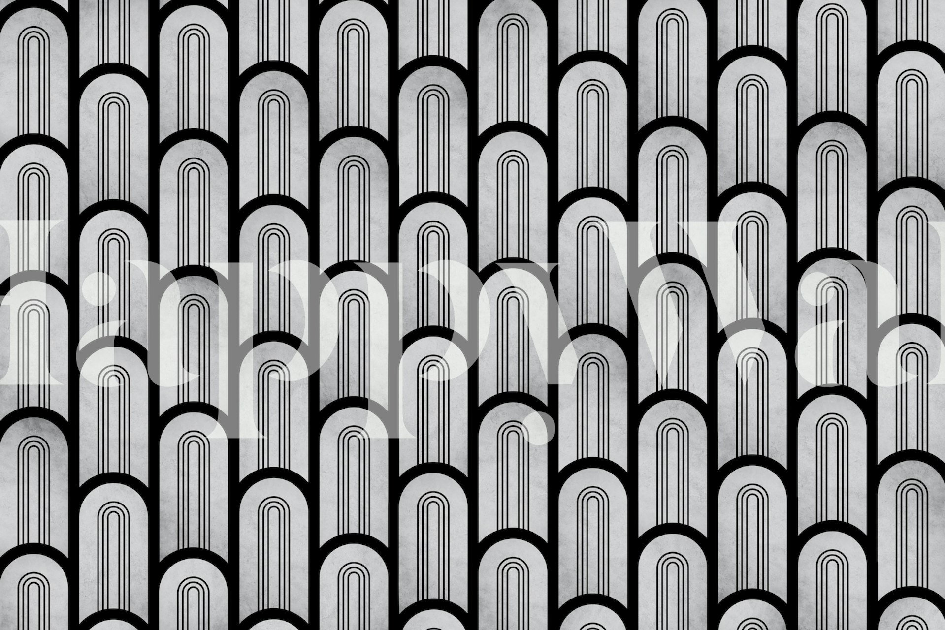 Concrete Art Deco Pillars wall mural with monochrome pillar pattern for a sophisticated interior