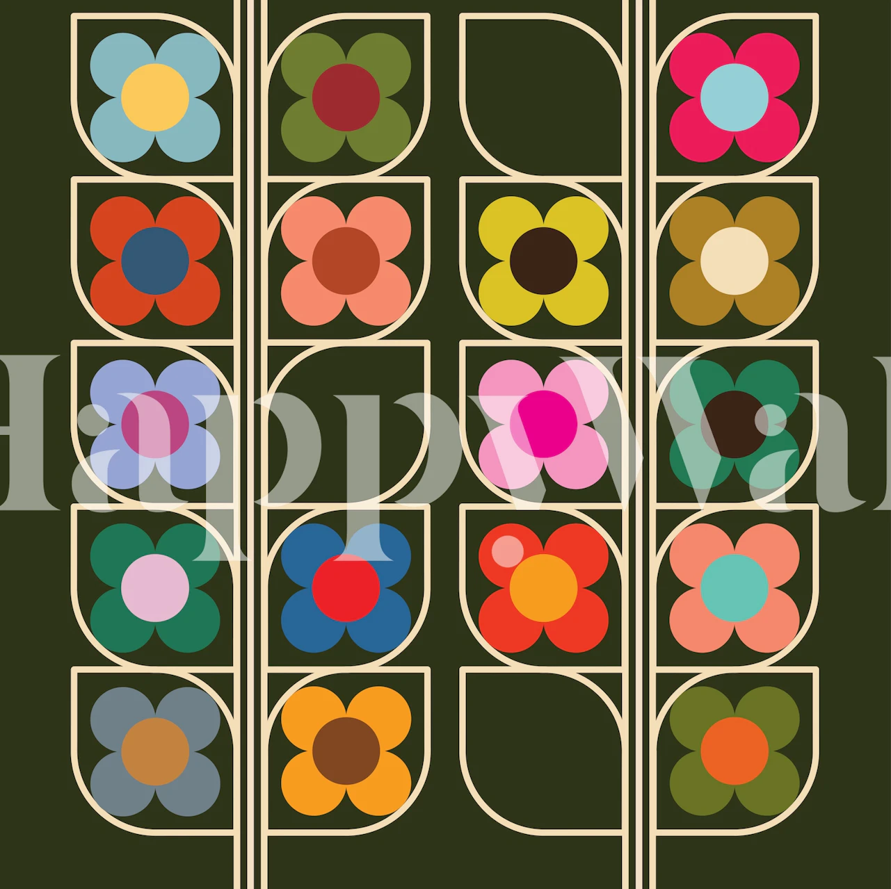 Triple Vine Bloom floral wallpaper in a room