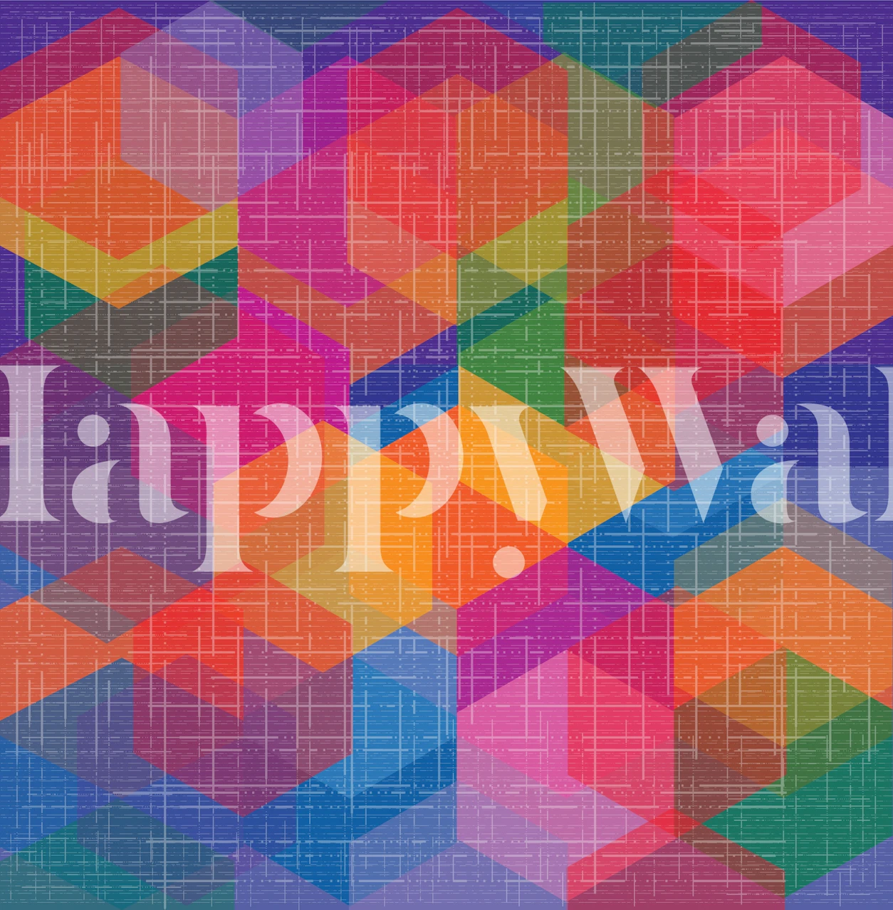 Vibrant hexagon wallpaper in a room