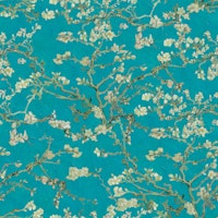 Almond Blossom Van Gogh teal blue sage olive green carta da parati