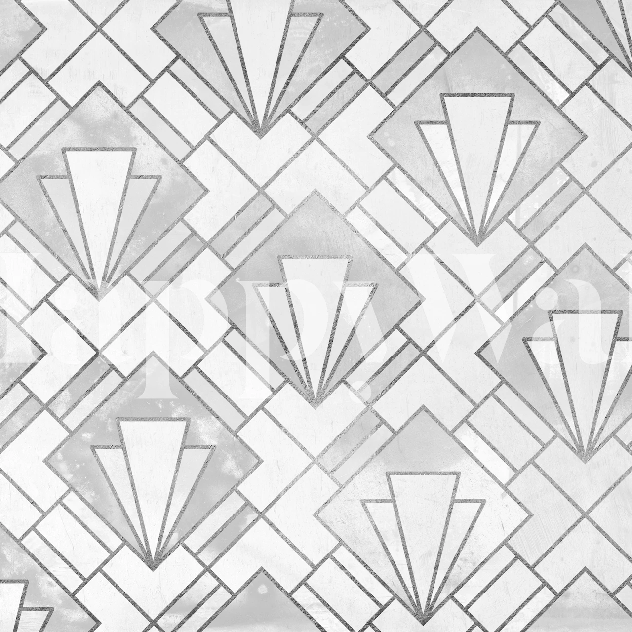 Art Deco White Marble Mosaic wallpaper in a room
