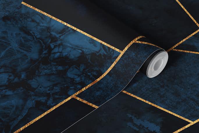 Luxury Navy Blue Tiles Mosaicwallpaper roll