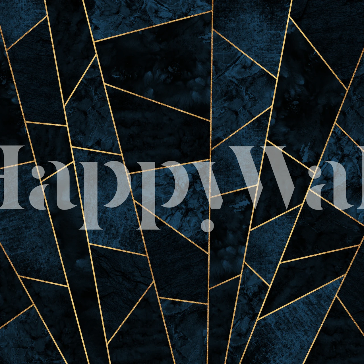 Luxury navy blue tiles mosaic wallpaper in a room