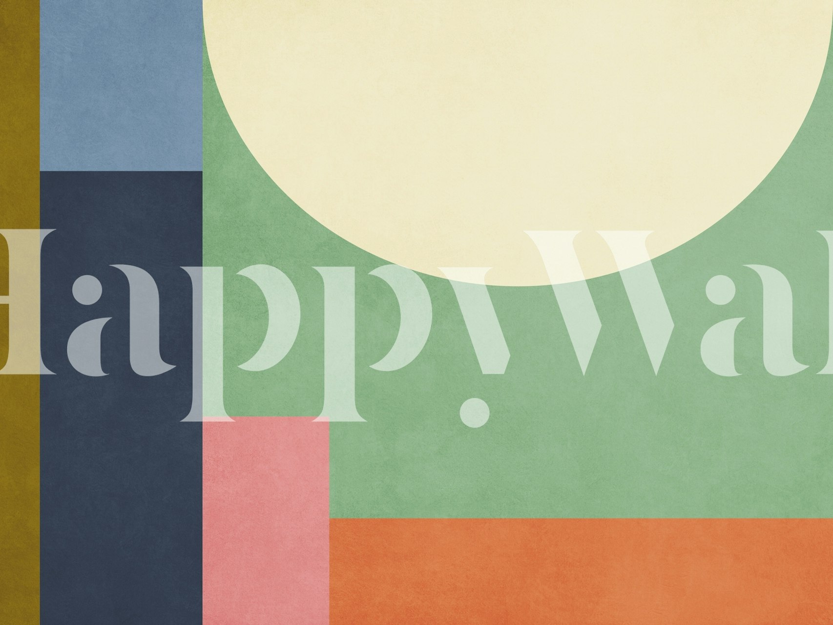 Abstract geometric shapes in green, pink, orange, and blue wallpaper