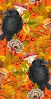 Autumn raven on orange behang