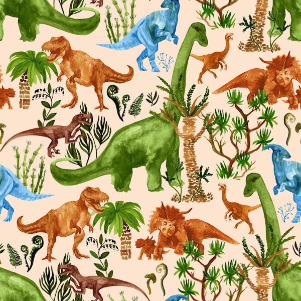 Dinosaur watercolor on pink blush