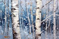 Snowy birch forest wallpaper