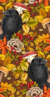 Autumn raven on brown behang