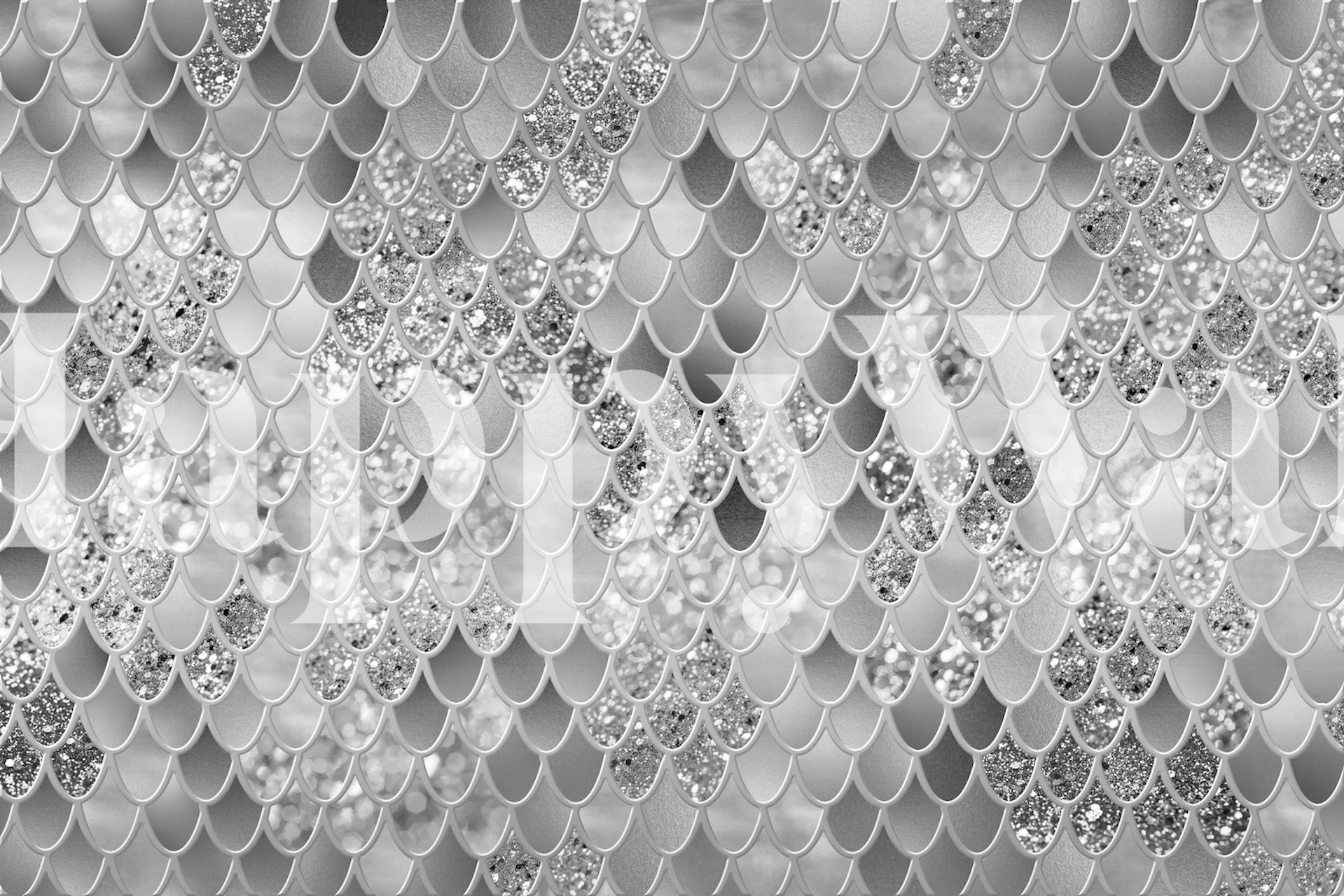 Mermaid scales Tapete in einem stilvollen Raum