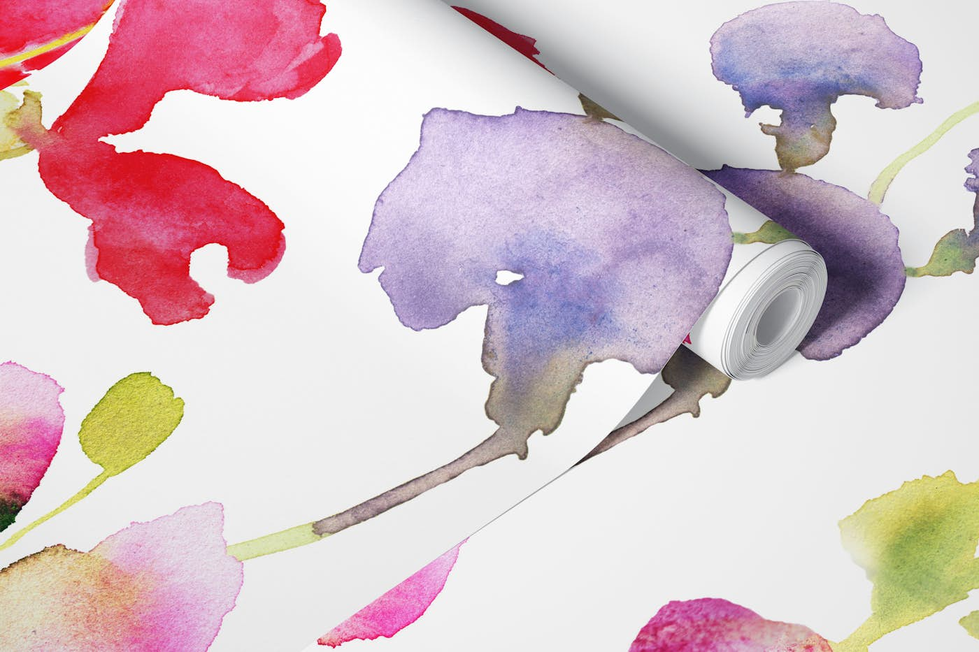 Watercolour Sweet Peas wallpaper roll