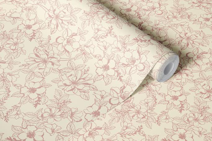 sketchy floralwallpaper roll