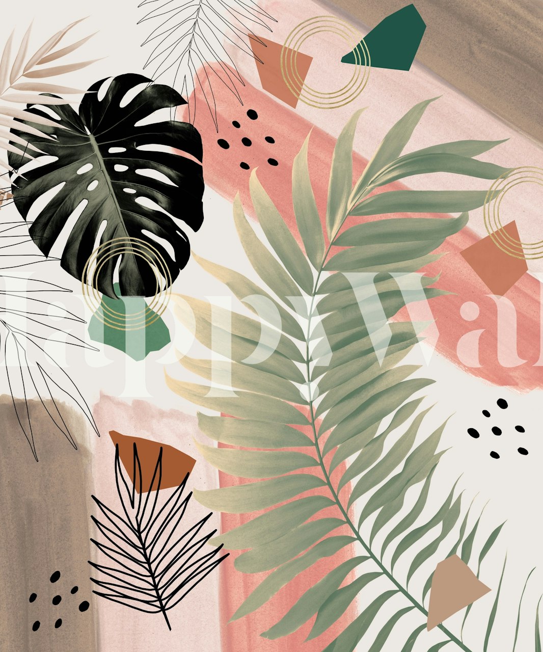 Tropical Palm Leaf Summer Glam Tapeta u sobi