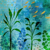 Green Fantasy Garden Golden Moments ταπετσαρία