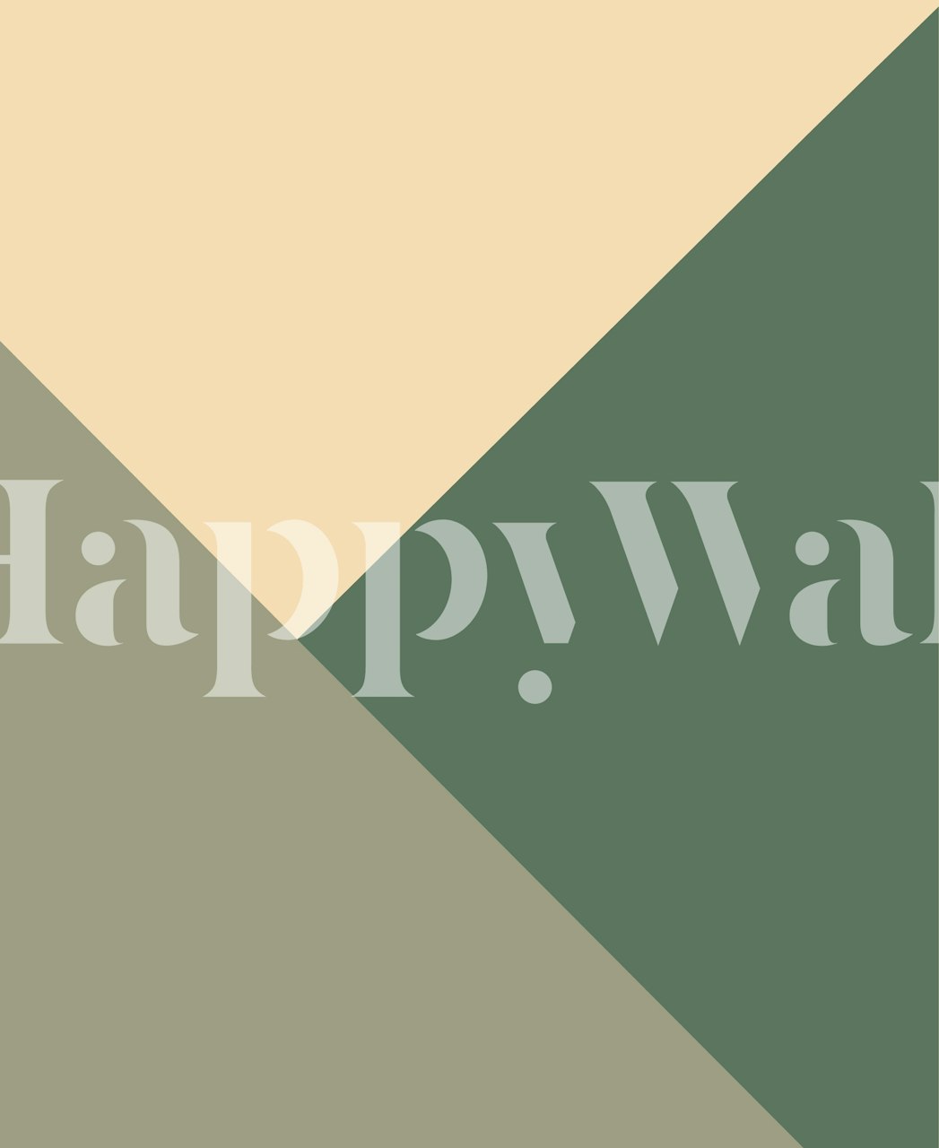 Minimalist geometric design wall mural with sage green and tan color blocks