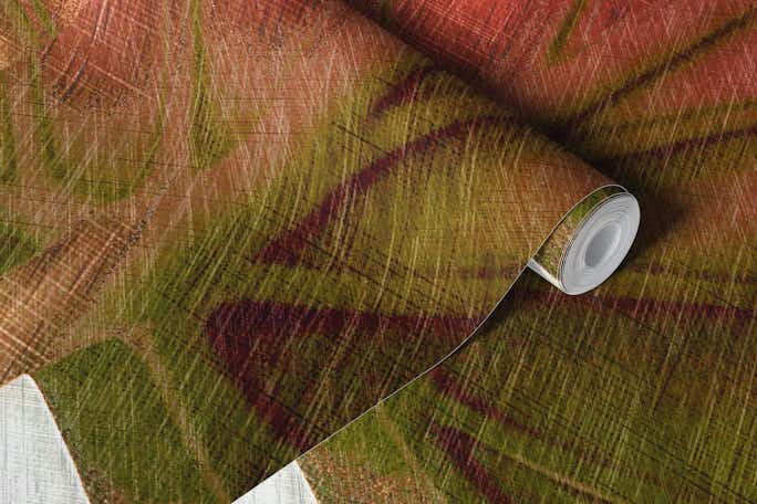 Japandi Leaf Magenta Green Ombrewallpaper roll