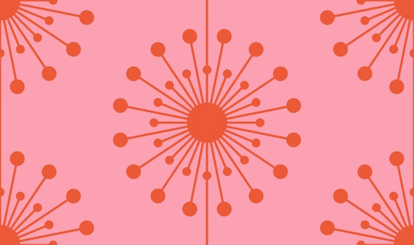 Midcentury Modern Dandelions Pink and Orange