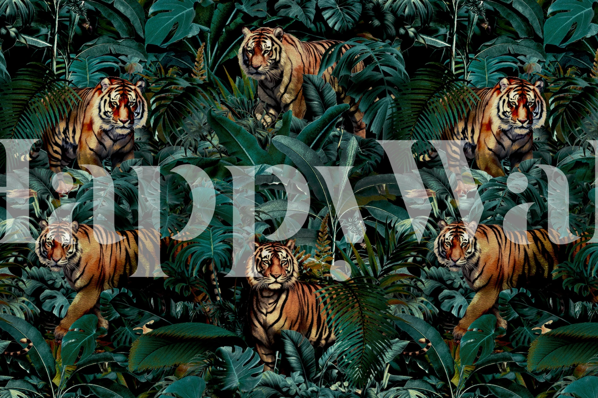 Tiger Jungle Pattern tapetti huoneessa