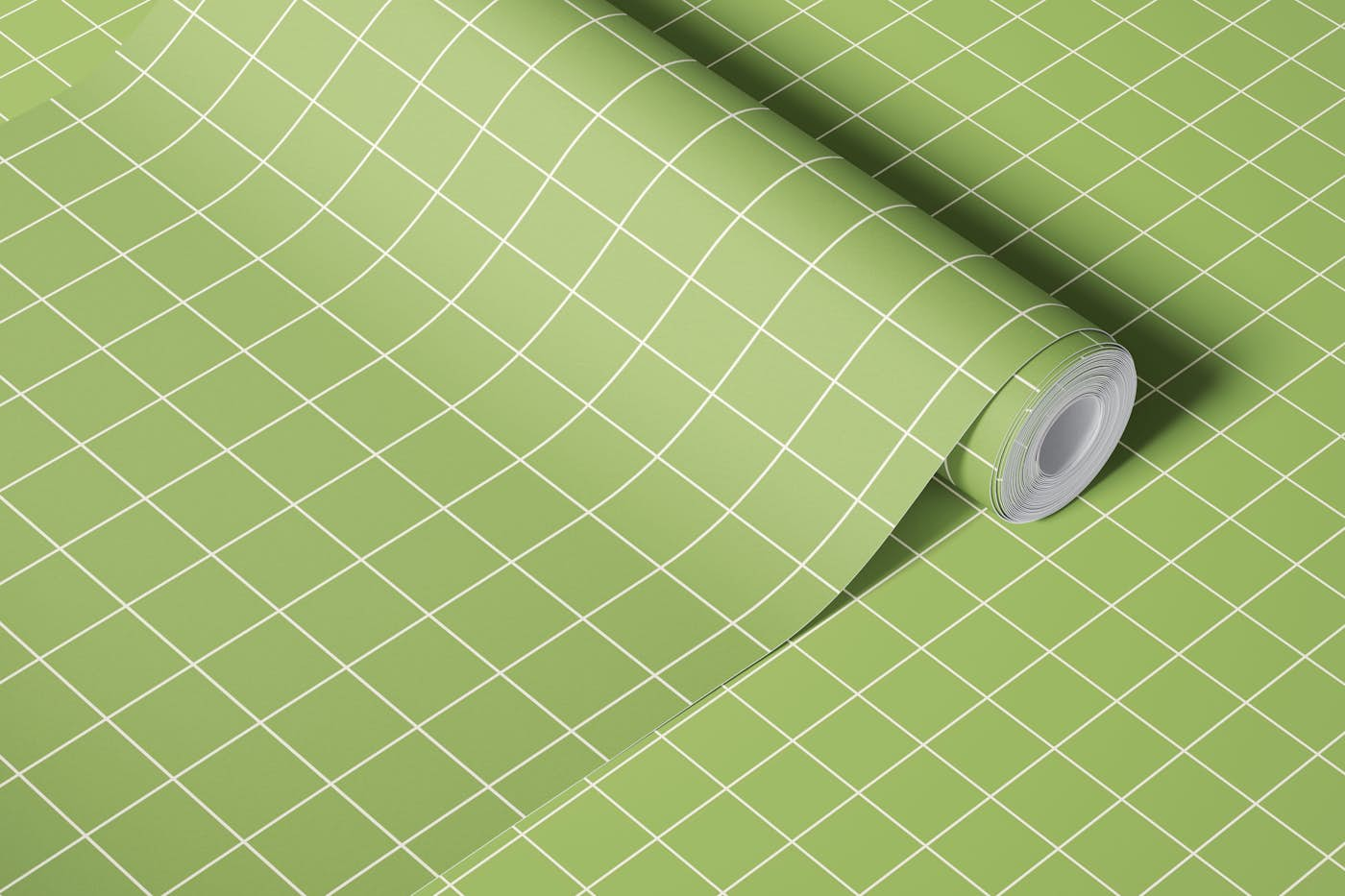 Grids Green Pattern wallpaper roll