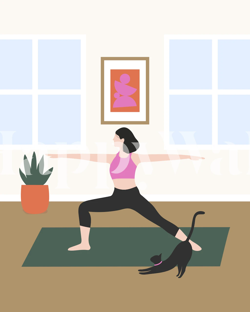 Design de papel de parede Yoga Home em um quarto