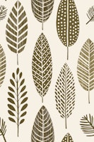 Charming Autumn Vibe Minimalist Leaf Pattern Green behang