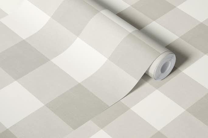 Gingham checks plaid neutral beige largewallpaper roll